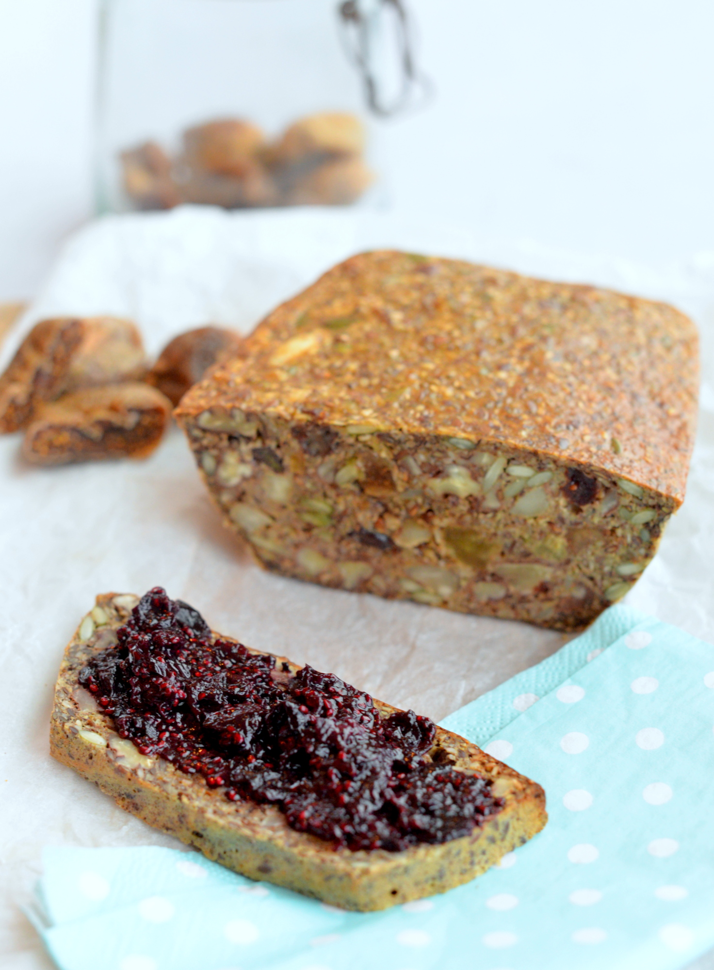 Nut and seed bread with figs