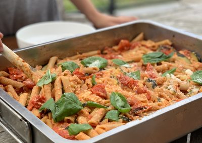 Vegetarian pasta bake with feta